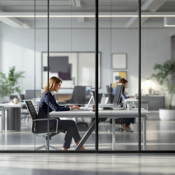 découvrez nos solutions de vitrophanie de bureau alliant confidentialité et aménagement esthétique pour créer un espace de travail à la fois ouvert et protégé.