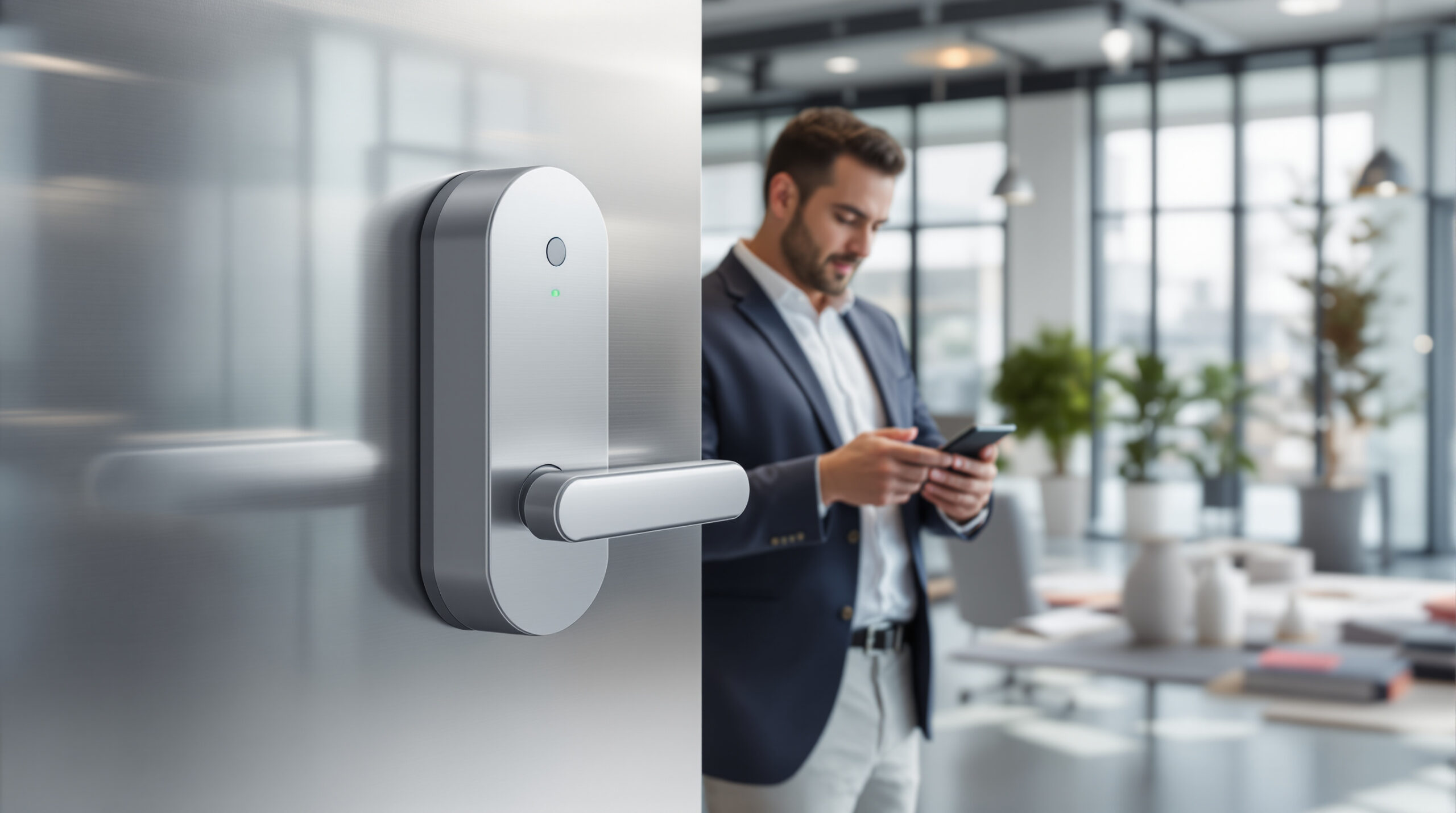 découvrez notre serrure connectée dédiée aux locaux professionnels, permettant une gestion sécurisée et à distance des accès pour une tranquillité optimale.