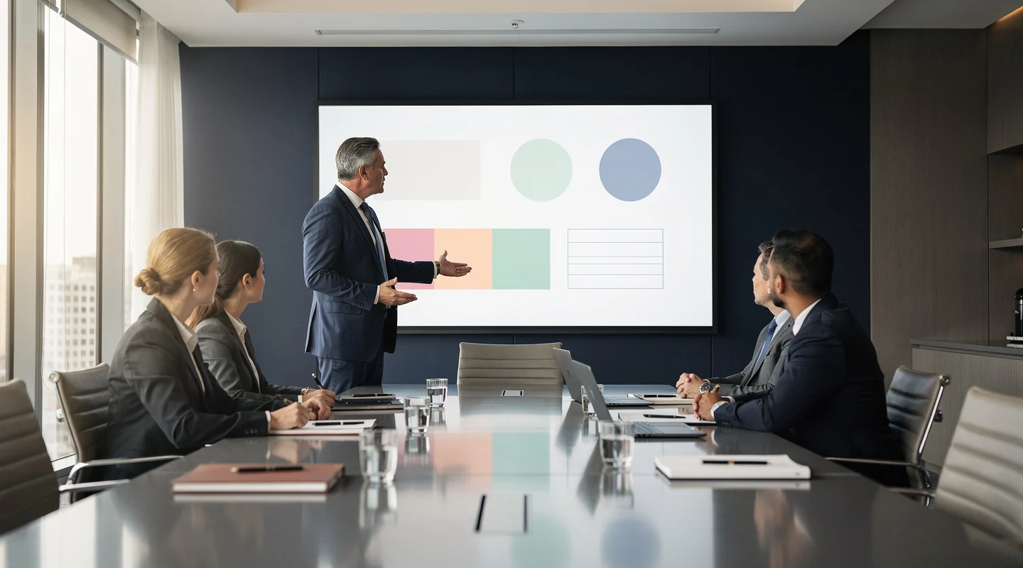 Formation PowerPoint pour exécutif avec présentation à impact sur écran et méthode de conception de slides